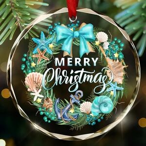 Coastal Christmas Ornament with Blue Accents